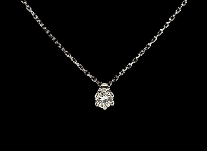 Collier Collier solitaire diamant or blanc 58 Facettes
