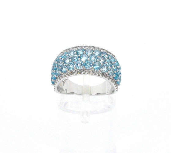 Bague 54 Bague en or blanc avec topazes et diamants 58 Facettes 2356