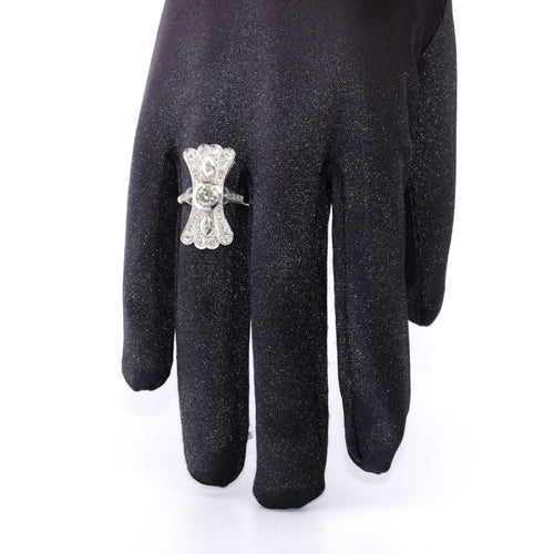 Bague 54 BAGUE EN OR BLANC 18KT ET DIAMANTS - ART DÉCO' 58 Facettes