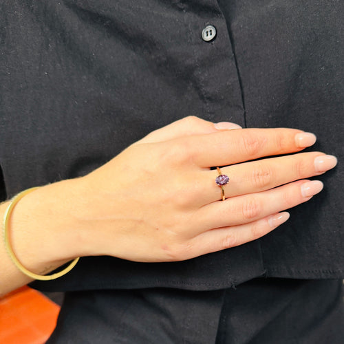 Ring yellow gold with Oval Purple Natural Spinel 58 Facettes 2504088