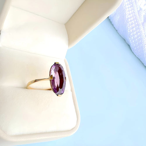 Bague 59 Bague marquise Améthyste en Or Jaune 58 Facettes 1752