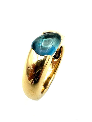 POMELLATO. Collection "Sassi", bague or jaune et topaze bleue 58 Facettes