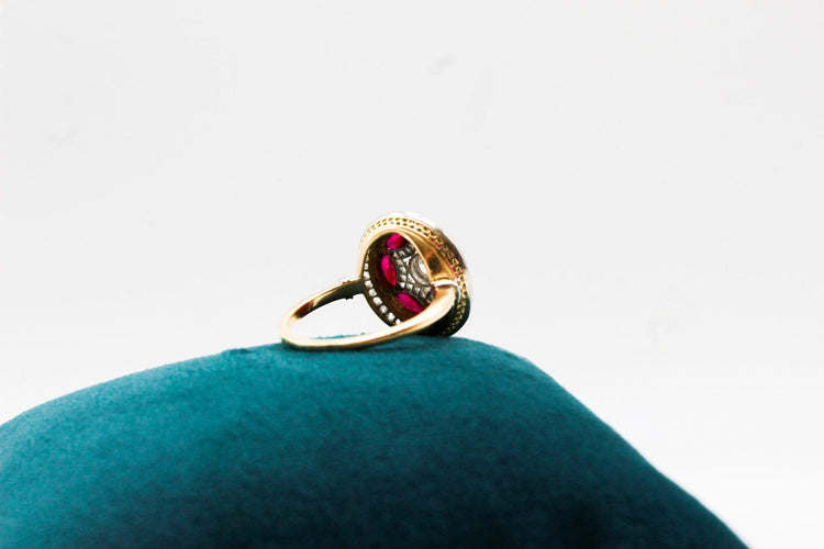 Bague 53 Bague ronde or bicolore, diamants et rubis 58 Facettes 250048