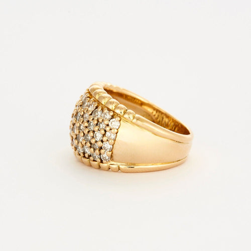 Bague 57.5 Bague pavage diamants année 70-80 en or jaune 18K 58 Facettes