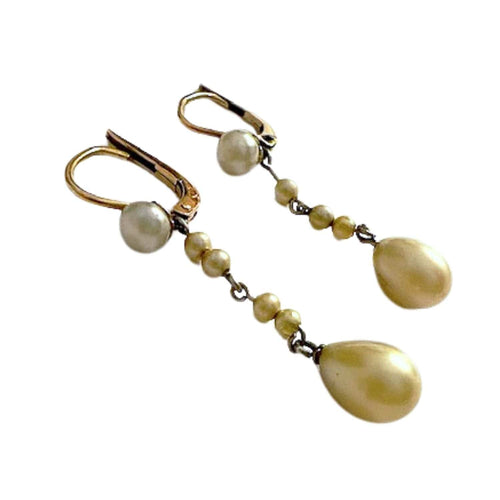 Boucles d'oreilles Boucles d'oreilles en or 18 ct de style rétro avec perles 58 Facettes Q48B