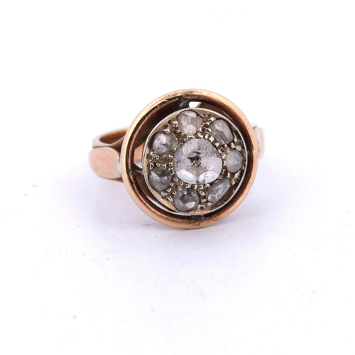 Bague 54 BAGUE ANTIQUE EN OR ROSE AVEC DIAMANTS 58 Facettes