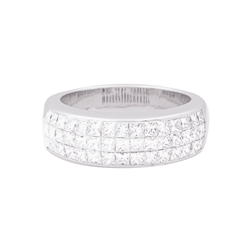 Bague 53 Bague pavage or blanc, diamants princesse. 58 Facettes 33993