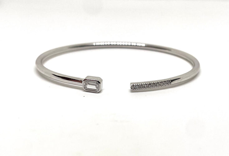 Bracelet Bracelet jonc ouvert or blanc et diamants 58 Facettes