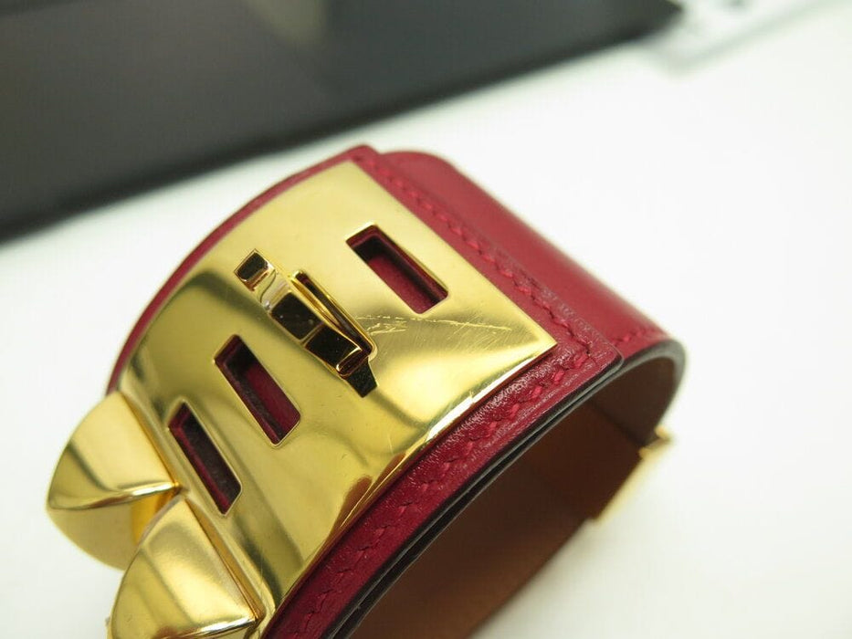 Collier bracelet HERMES collier de chien medor t2 cuir swift rouge boite 58 Facettes 264900