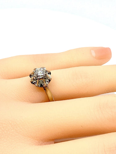 Bague 53 Bague solitaire or blanc diamant 0.40ct 58 Facettes AB359