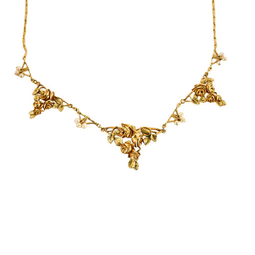 Collier Collier draperie or jaune et perles 58 Facettes NAR0151