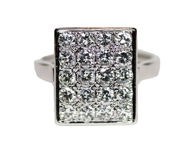 Bague 56.5 Bague Art Déco Rectangle Or Blanc et Diamants 58 Facettes A11240