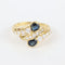 Vintage ring in 18K yellow gold with diamonds and sapphires 
