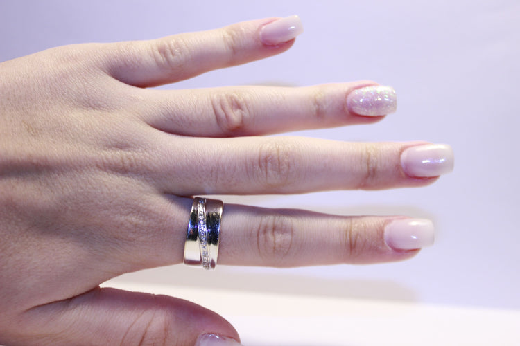 Bague 58 Bague Or blanc Diamants 58 Facettes