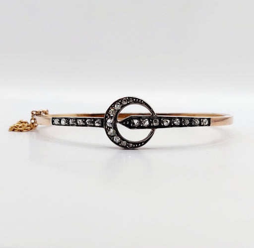 Bracelet Bracelet antique croissant de lune en or rose 18k et argent, diamants taille roses 58 Facettes A06437