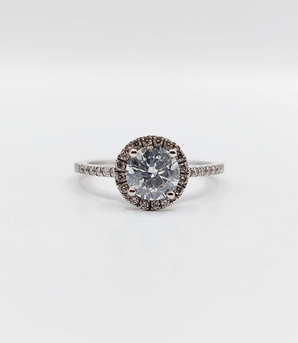 Bague solitaire or blanc, diamant 0,98 carat et certifcat AIG 58 Facettes A06225