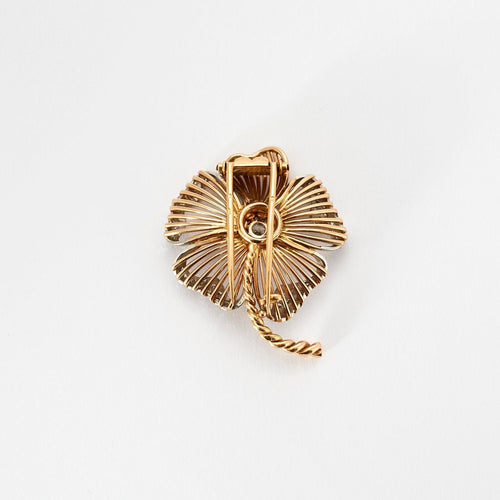 Broche Clip de revers anémone or jaune et diamants 58 Facettes AB39