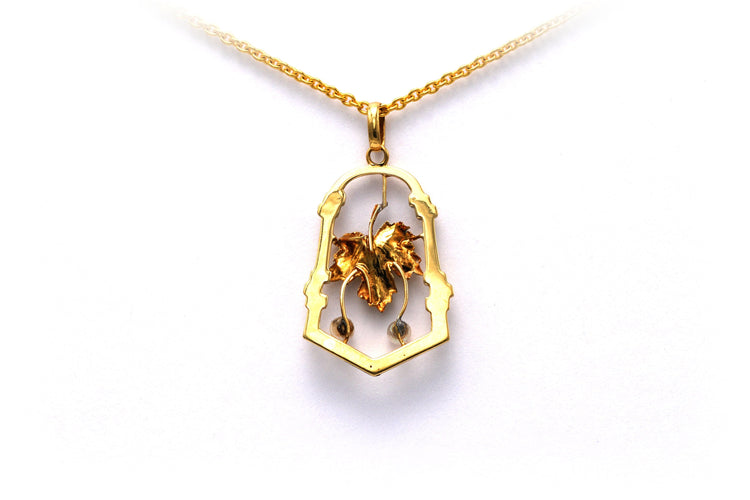 Pendentif Pendentif Art Nouveau or jaune serti de perles 58 Facettes 20414