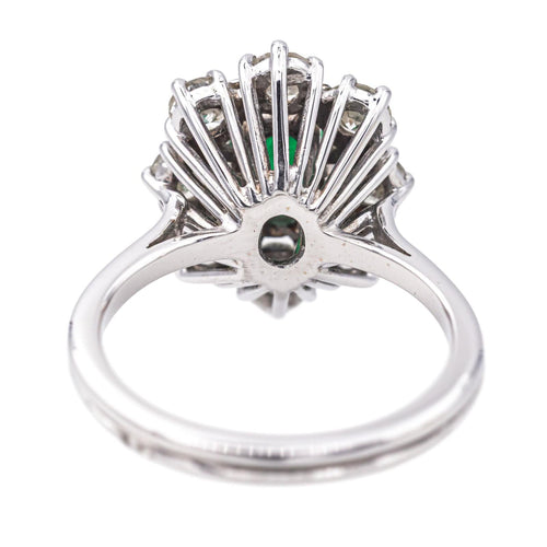 Bague 55 Bague  Pompadour   Or blanc, Platine Emeraude, Diamant 58 Facettes 4183602CN