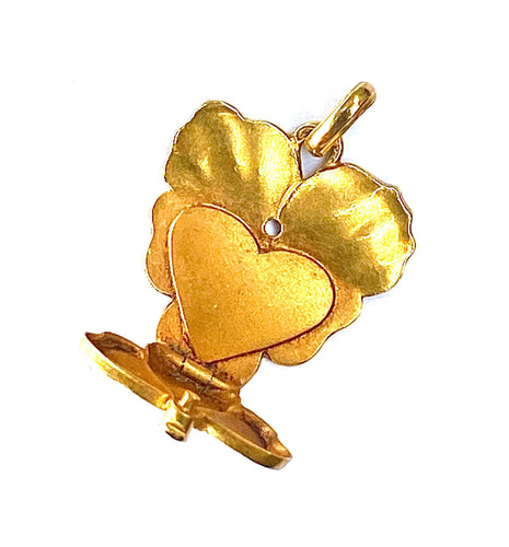 Pendentif Pendentif ouvrant en or jaune Fleur Pensée 58 Facettes AB352