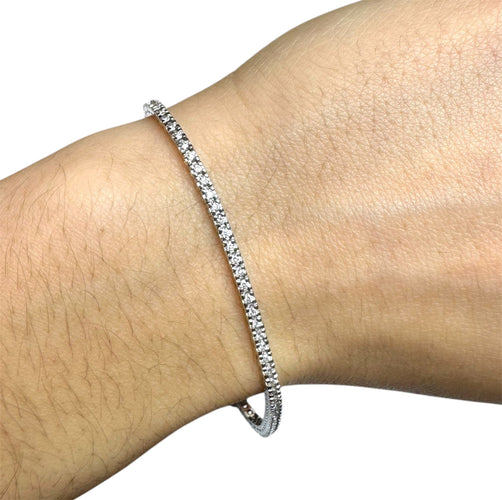 Bracelet Bracelet Tennis Diamants 1.86ct – Or blanc 18K – 8.2g 58 Facettes