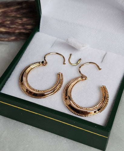 Boucles d'oreilles Créoles or rose, biseautées et perlées 58 Facettes 700