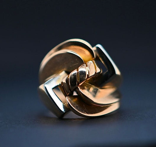 Bague Bague Tank en Or Jaune et Blanc 18 Carats 58 Facettes