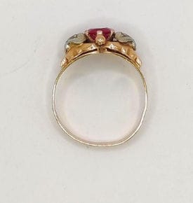Bague 54.5 Bague Tank Art Déco Vintage or rose ornée d'un rubis et de diamants 58 Facettes