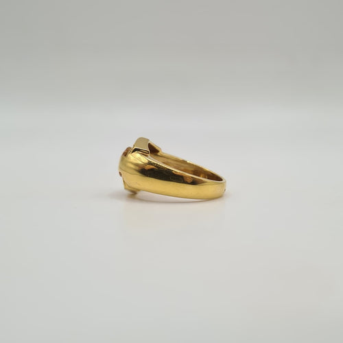 Bague 54.5 Bague bombée or jaune 18 carats sertie d’une citrine et diamants 58 Facettes