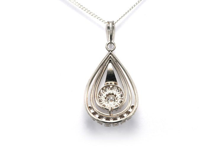 Pendentif Pendentif Art Déco en or blanc 18 carats serti de diamants "taille" brillant 58 Facettes 22768