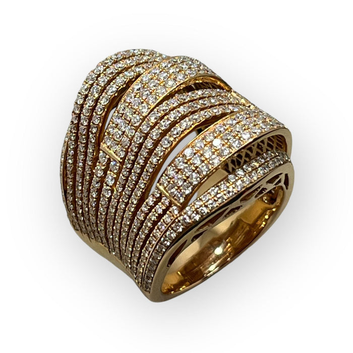 Bague 54 Bague or rose pavage diamants 58 Facettes 149050414