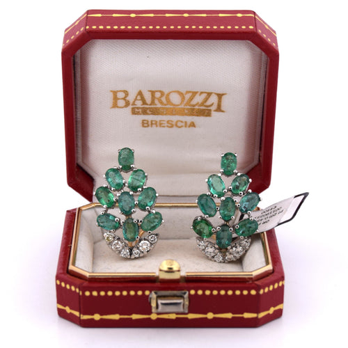 Boucles d'oreilles Boucles d'oreilles en platine ornées d'émeraudes et de diamants 58 Facettes