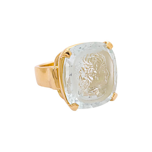 Bague 47 Bague or jaune, intaille sur aigue-marine. 58 Facettes 34898
