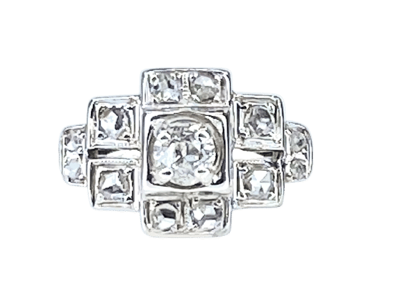 Bague 52 Bague or blanc et diamants, vers 1930 58 Facettes AB651