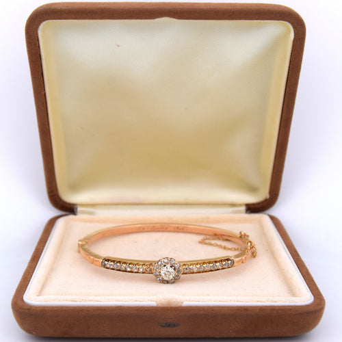 Vintage armbånd i gult guld med diamanter 