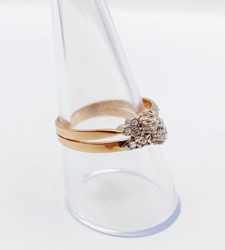 Bague 58.5 Bague toi et moi antique en or rose 18k et diamants taille ancienne 58 Facettes A06482