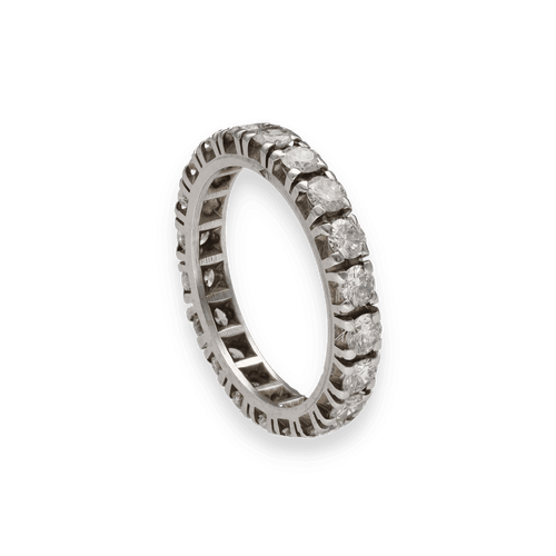 Bague 55 Alliance en or gris 18K avec 2,00 ct de diamants H-VS - Taille 55 - Sertie griffes 58 Facettes FB10651