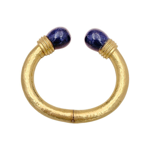 Bracelet Bracelet jonc Ilias Lalaounis, collection "Neolithic", en or jaune martelé et sodalite. 58 Facettes 34906