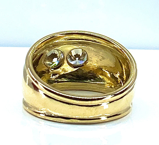 Bague Bague jonc/ bandeau en or jaune 18 carats ornée de 2 diamants 58 Facettes AB430