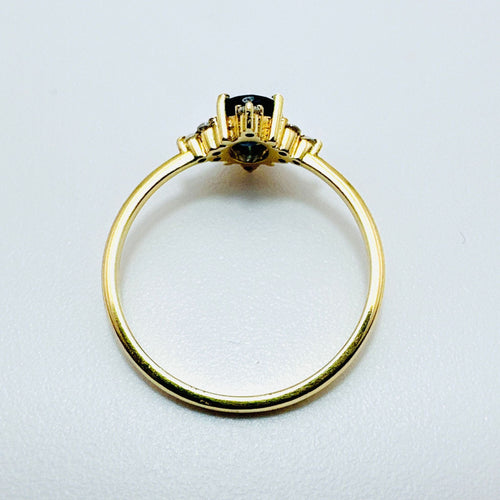 Bague 55 Bague en or jaune avec saphir bleu de Ceylan et diamants 58 Facettes 50364