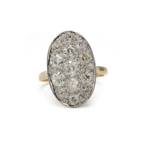 Bague 57 Bague baignoire en or 750 et platine, diamants tailles anciennes environ 3 carats 58 Facettes 1271