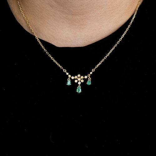 Collier Collier or jaune diamants émeraudes 58 Facettes LP1040/16