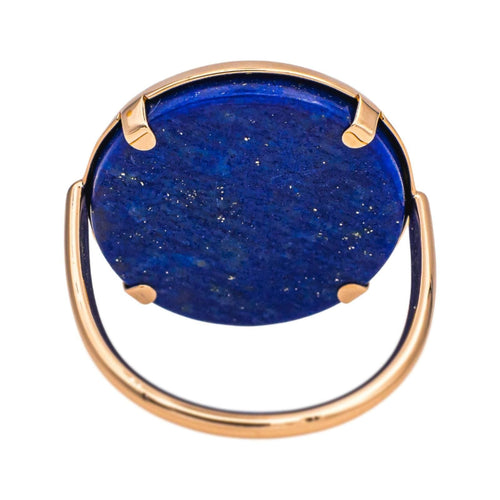 Ginette NY Anel Ever Lapis Disc Ring Ouro rosa Lápis-lazúli 