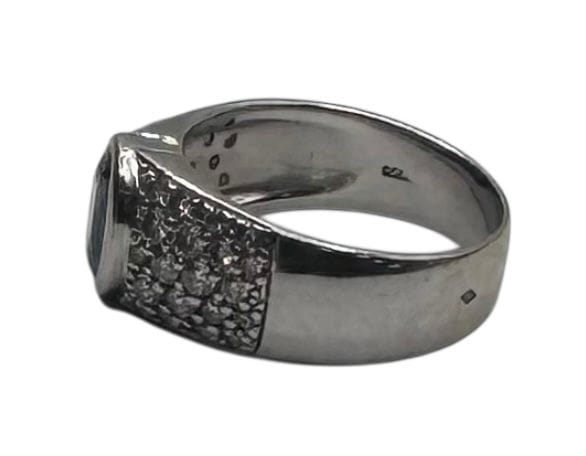 Bague 63 Bague or blanc saphir diamants 58 Facettes