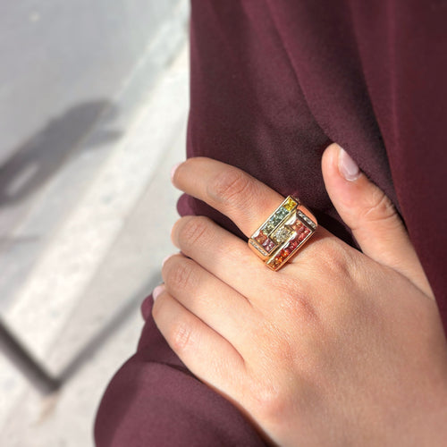 Bague 56 Bague - Or, Diamants & Saphirs de couleur 58 Facettes 250043SP