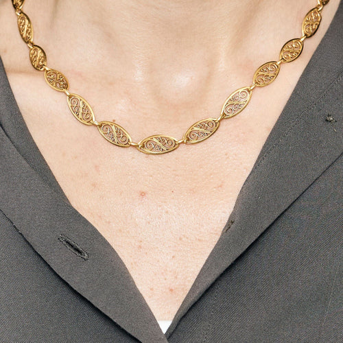 Collier Collier or jaune maillon filigrané 58 Facettes SAI0471