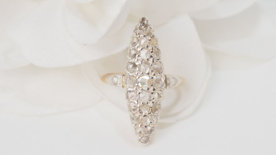 Bague 51 Bague Marquise 2 Ors Diamants 58 Facettes 32597