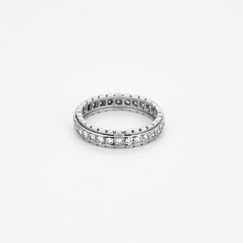 Bague 56 Alliance américaine en platine et diamants 58 Facettes DAX0011