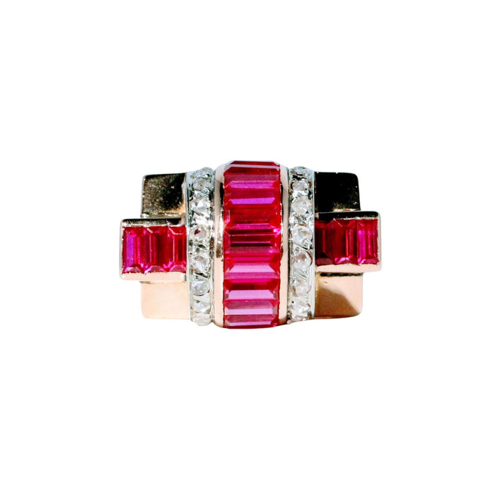 Bague 52 Bague Tank or rose rubis et diamants 58 Facettes 240 400