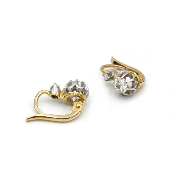 Boucles d'oreilles Boucles d'oreilles or jaune platine diamants 58 Facettes 240293R